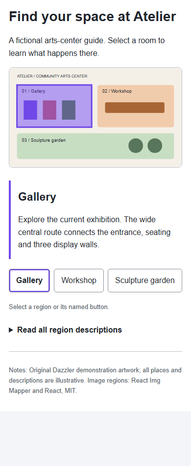 An image map and selected room details