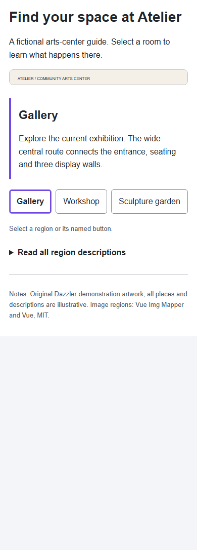 An image map rendered for Vue