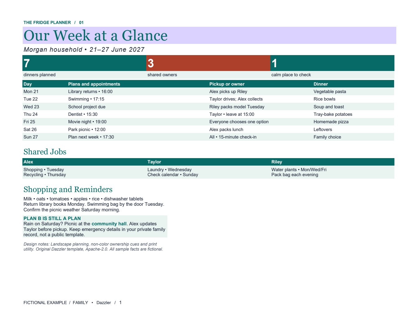 Our Week at a Glance — DOCX snapshot