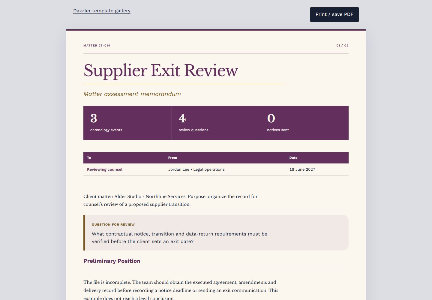 Supplier Exit Review — HTML snapshot