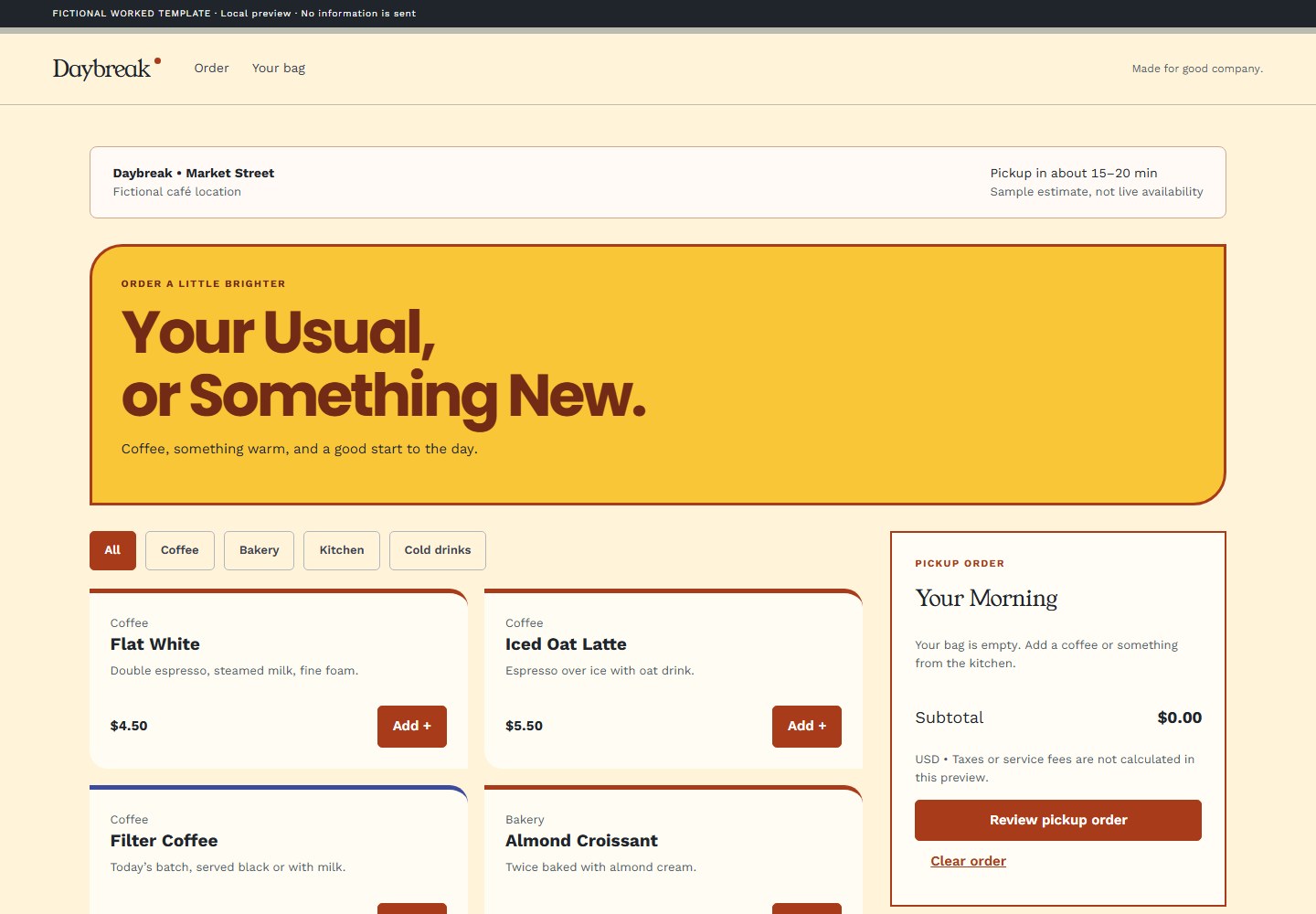 Your Usual, or Something New. — UI snapshot